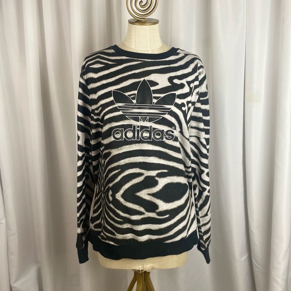 Adidas Women's Zebra Print Pullover Sweater - Size XL - Picture 3 of 10